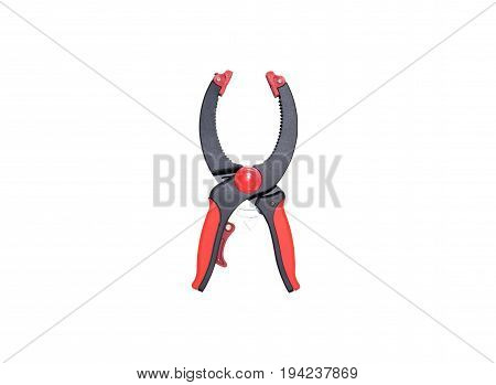 Image of clamp pliers with a white background. Pliers is used for squeeze or catch something to still.