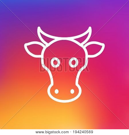 Isolated Kine Outline Symbol On Clean Background. Vector Cow Element In Trendy Style.