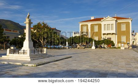 ANDROS, GREECE - MAY 25, 2017: Chora of Andros island early in the morning on May 25, 2017.
