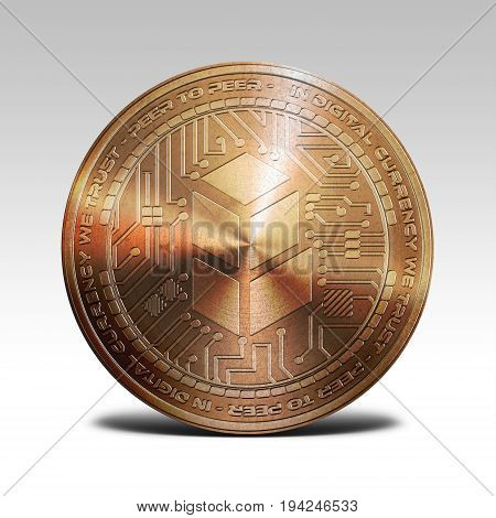 copper bancor coin isolated on white background 3d rendering illustration