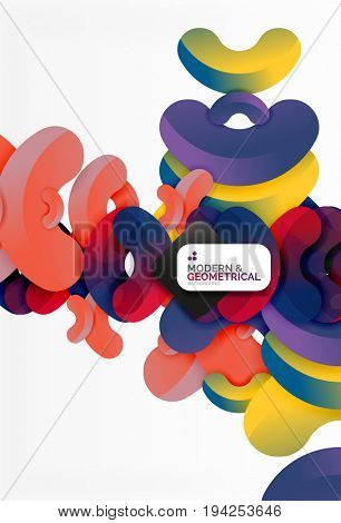 Abstract color geometric round shapes on white - elements with shadow, colorful composition