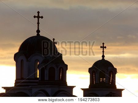 Fascinating view on a local church in sunset