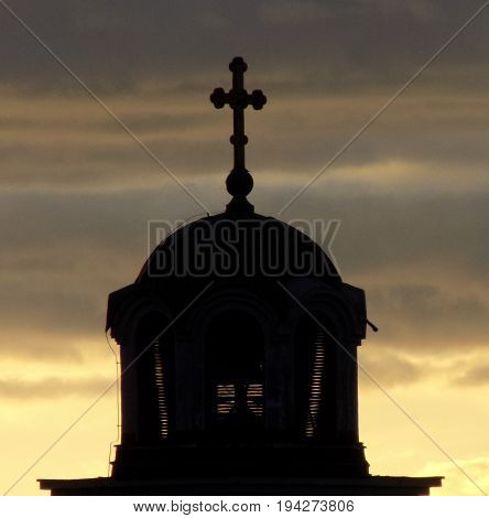 Fascinating view on a local church in sunset