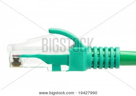 RJ45 ethernet csatlakozó oldalnézetből elszigetelt tiszta fehér