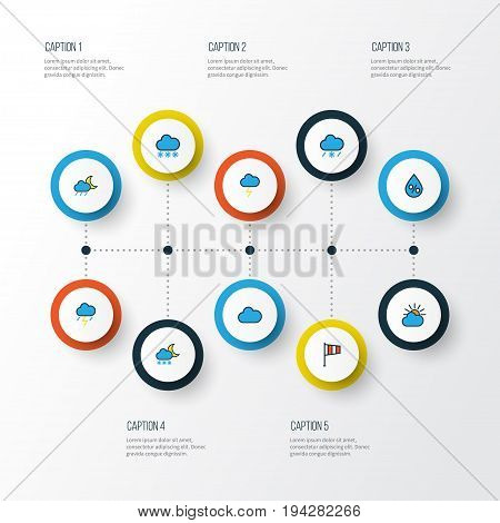 Air Colorful Outline Icons Set. Collection Of Cloudburst, Flag, Freeze And Other Elements. Also Includes Symbols Such As Vane, Snow, Solar.