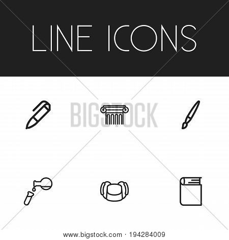 Set Of 6 Editable Science Icons. Includes Symbols Such As Test, Pen, Fetlock And More. Can Be Used For Web, Mobile, UI And Infographic Design.