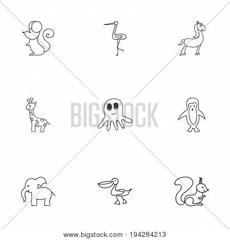 Set Of 9 Editable Zoo Icons. Includes Symbols Such As Rat, Shadoof, Tall Animal And More. Can Be Used For Web, Mobile, UI And Infographic Design.