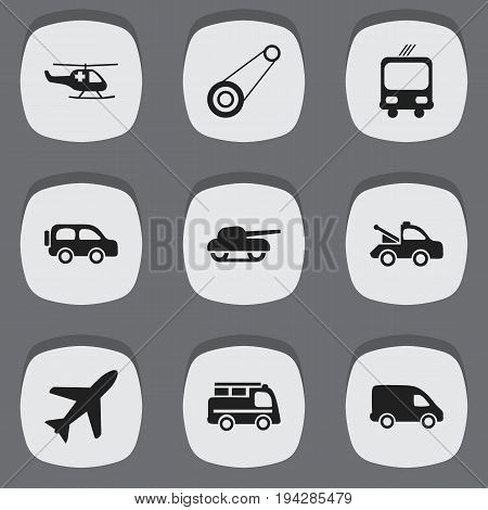 Set Of 9 Editable Transport Icons. Includes Symbols Such As Delivery, Family Jeep, Auto And More. Can Be Used For Web, Mobile, UI And Infographic Design.