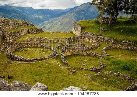Ancient ruins of lost city in Kuelap, near Chachapoyas, Peru