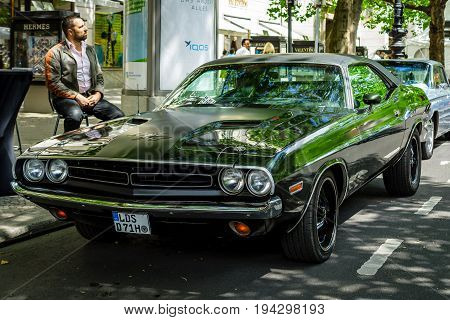 BERLIN - JUNE 17 2017: Muscle car Dodge Challenger R/T coupe 1970. Classic Days Berlin 2017.