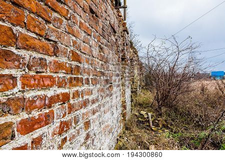 The interior of the abandoned houses on the old wall