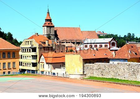 Stadium. Typical urban landscape of the city Brasov, a town situated in Transylvania, Romania, in the center of the country. 300.000 inhabitants.