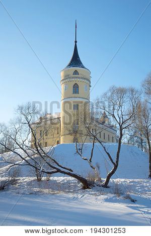 Mariental Castle in Pavlovsk on a sunny February day. Saint-Petersburg, Russia