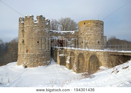Medieval fortress Koporye in the February day. Leningrad region. Russia