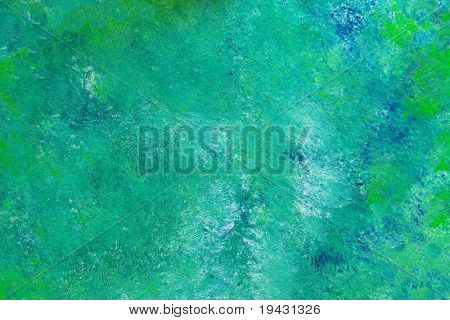 Blue green oil painting texture. High magnification.