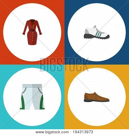 Flat Icon Clothes Set Of Clothes, Sneakers, Male Footware And Other Vector Objects. Also Includes Footware, Shoe, Gumshoes Elements.