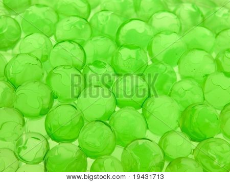 Grøn polymer gel kugler med dybdeskarphed