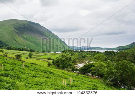 View of Wast Water, on the way to Scafell pike, the highest mountain in England, Lake District National Park, England, selective focus