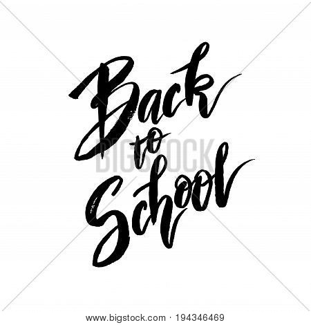 Text back to school - hand drawn lettering on white isolated. For big sale banner. Vector illustration stock vector.