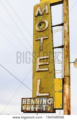 Ludlow California USA - October 29 2015:The Bagdad Cafe from the 1960s along Route 66 in the Mojave Desert that was made famous upon the release of the 1987 German film under the same name.