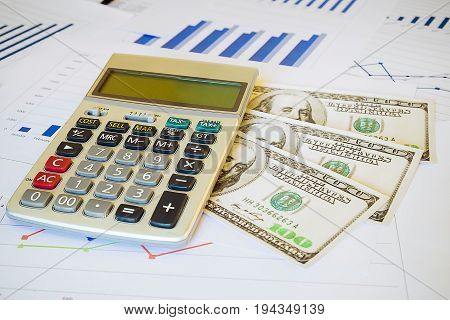 Calculator And Money On Business Financial Report. Accounting