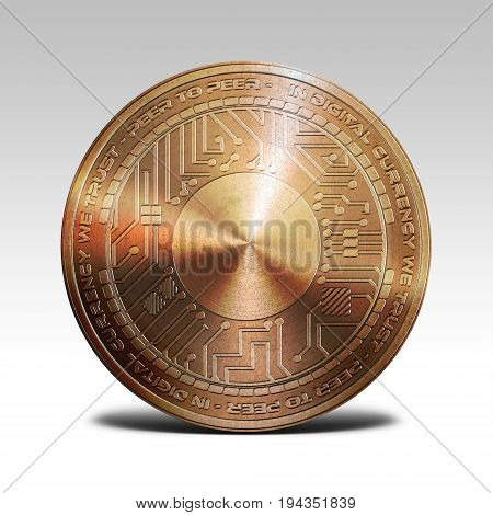 copper byteball coin isolated on white background 3d rendering illustration