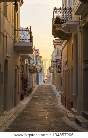 ANDROS, GREECE - MAY 25, 2017: Chora of Andros island early in the morning on May 25, 2017.