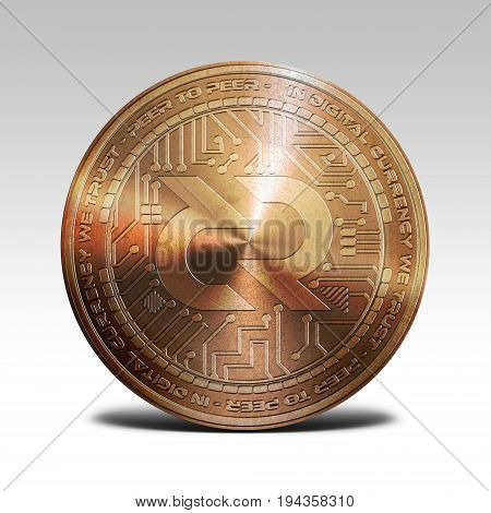 copper decred coin isolated on white background 3d rendering illustration