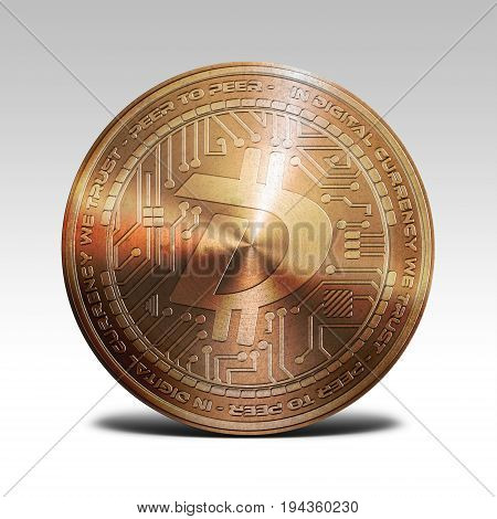 copper digibyte coin isolated on white background 3d rendering illustration