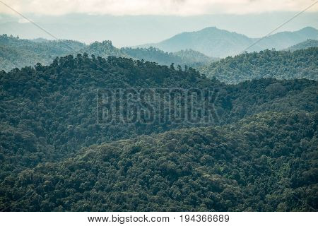 View of mountain range near Kewfin in Chae Son National Park Thailand.