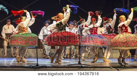 Koszecin Poland July 2 2015: Concert of Song and Dance Ensemble SLASK on the occasion of the end of 64 years of activity