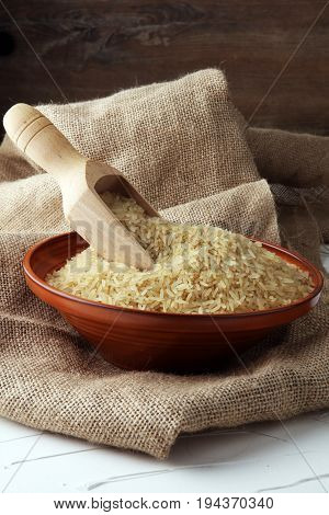 Rice, Indian Basmati, Pakistani Basmati Uncooked On White Backgr