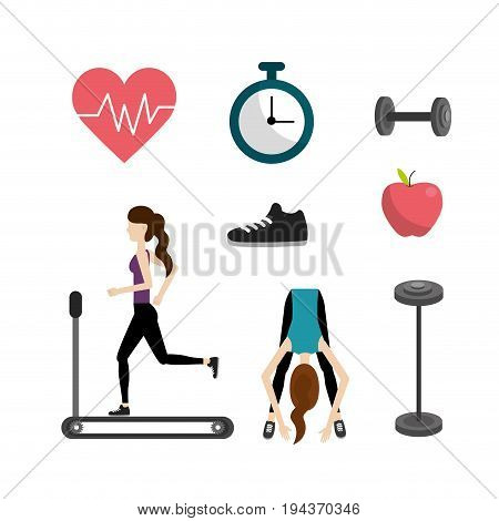 set healthy lifestyle icons to do exercise vector illustration