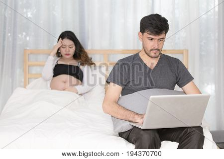 Upset Of Couple Finding Out Results Of A Pregnancy Family Concept Unhappy Emotion.
