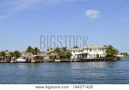 Fort Lauderdale Florida USA - May 26 2017 : Fort Lauderdale intercoastal waterway