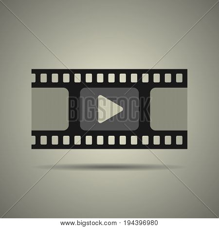 film strip icon video icon flat style in black and white colors isolated