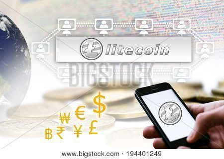 Concept of Litecoin. a cryptographically secured chain . Digital money