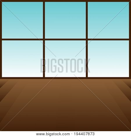 Vector illustration. Interior of the room with a large window