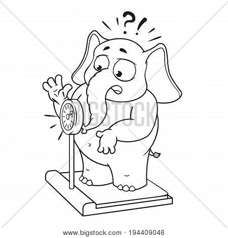 Big collection vector cartoon characters of elephants on an isolated background. Weighed on the scales