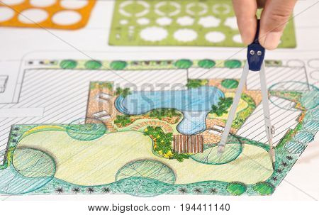Landscape architect design backyard plan for villa