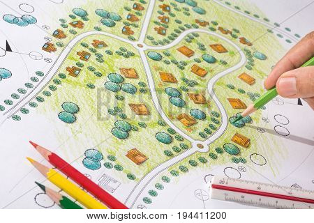 Landscape architect design backyard plan for villa