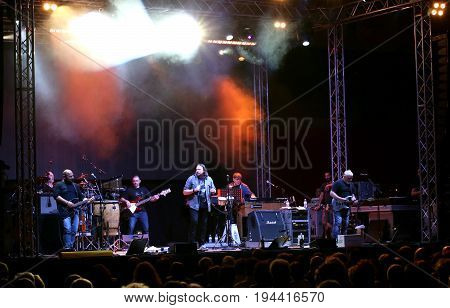 Bassano Del Grappa, Vi, Italy - April 29, 2017: Nomadi An Italian Band On The Stage During The Live