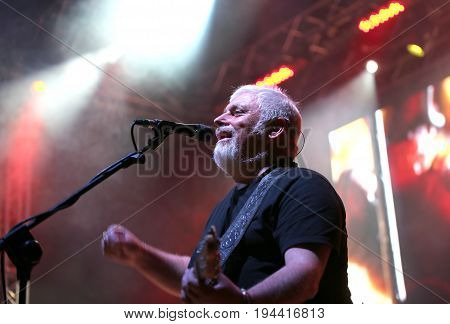 Bassano Del Grappa, Vi, Italy - April 29, 2017: Falzone Cico Of Nomadi An Italian Musical Group Play