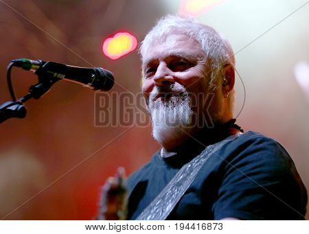 Bassano Del Grappa, Vi, Italy - April 29, 2017: Falzone Cico Of Nomadi An Italian Musical Band Plays