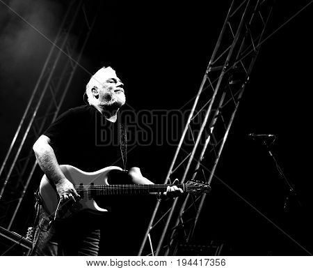 Bassano Del Grappa, Vi, Italy - April 29, 2017: Falzone Cico Guitar Player Of Nomadi An Italian Musi
