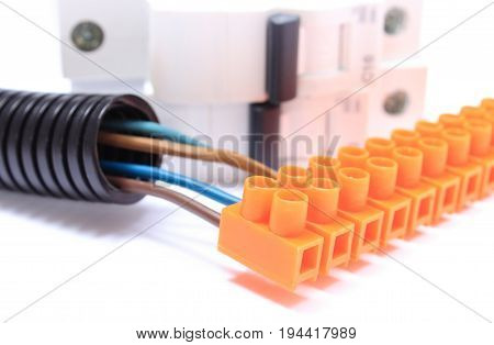 Corrugated Pipe, Cable With Connection Block And Electric Fuse, Technology