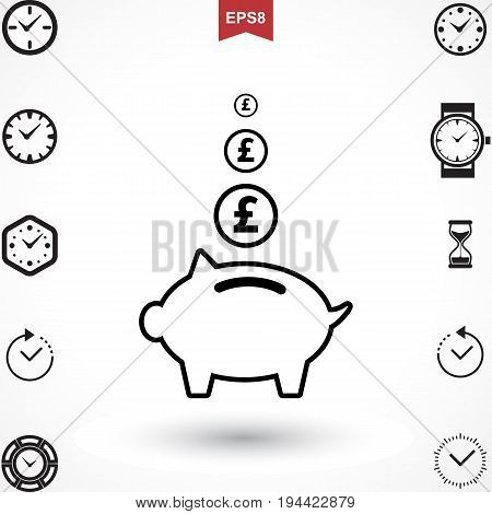 Money Pound Icon or Flat Sign. National UK CurrencySymbol Isolated