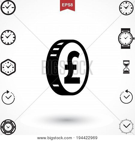 Money Pound Icon or Flat Sign. National UK CurrencySymbol Isolated