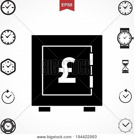 Money Pound Icon or Flat Sign. National UK CurrencySymbol Isolated