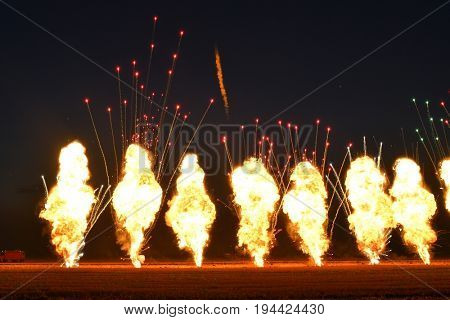 TUZLA,ROMANIA - JULY 02 : pilots performing at Tuzla airshow Aeromania on July 02, 2016 in Tuzla, Romania, the final fireworks show